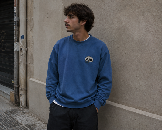 MALO BORDADO - SUDADERA SIN CAPUCHA UNISEX (AZUL)